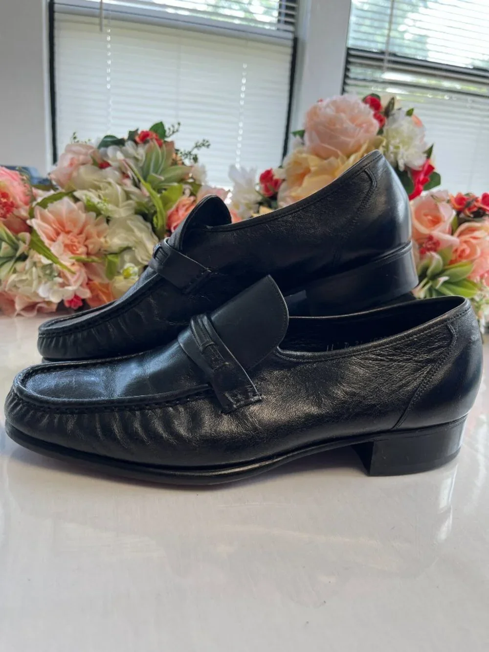 Florsheim Como Black Leather Moc Toe Strap Loafers Men’s 11 D